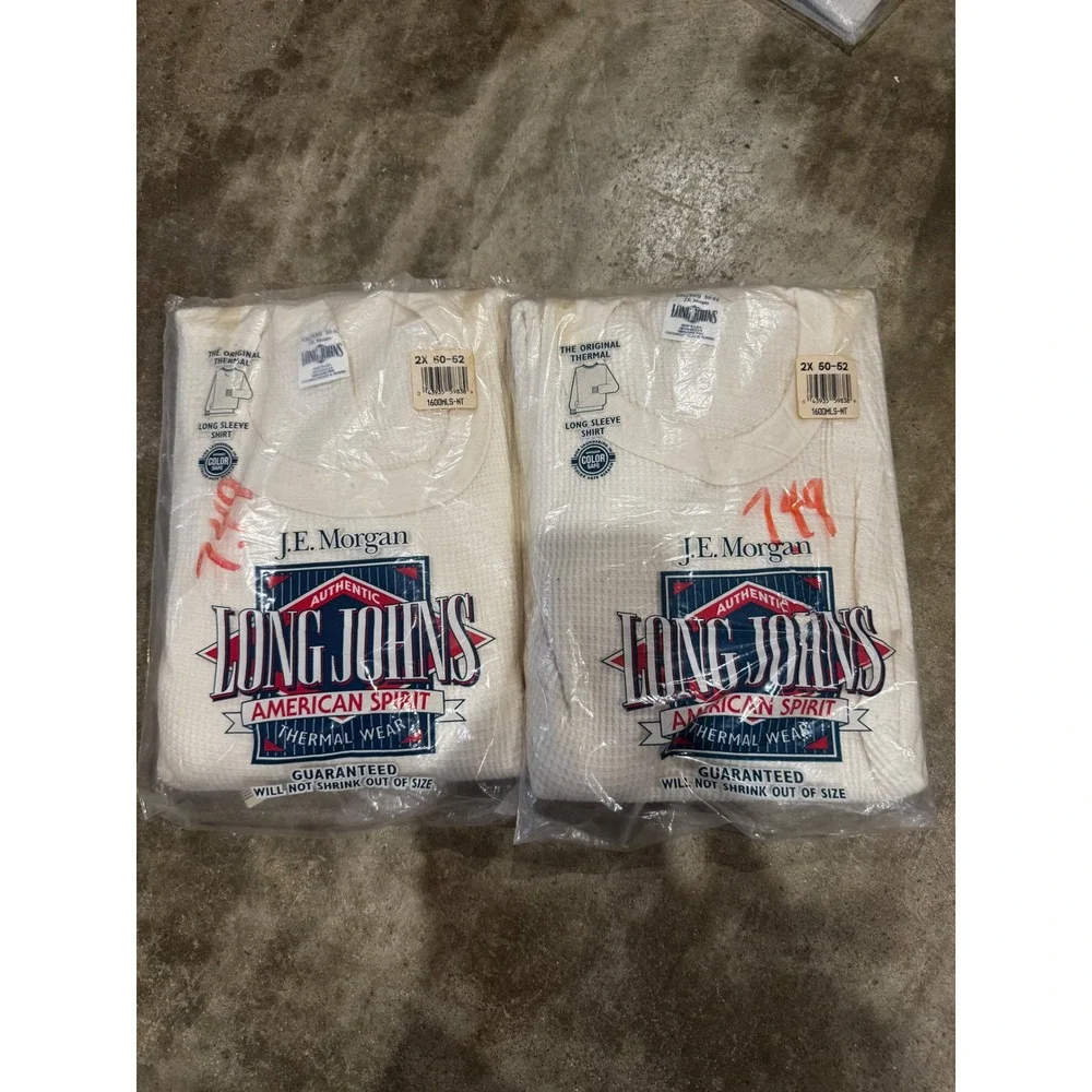 2 Pack Vintage JE Morgan Long Johns American Spirit Thermal Shirt Mens 2X 50-52